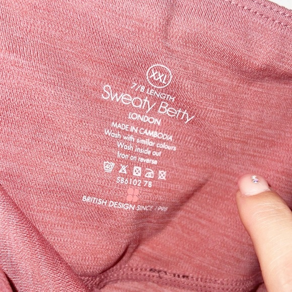 Sweaty Betty 7/8 Disco Metallic Pink Silver Leggings - Picture 8 of 9